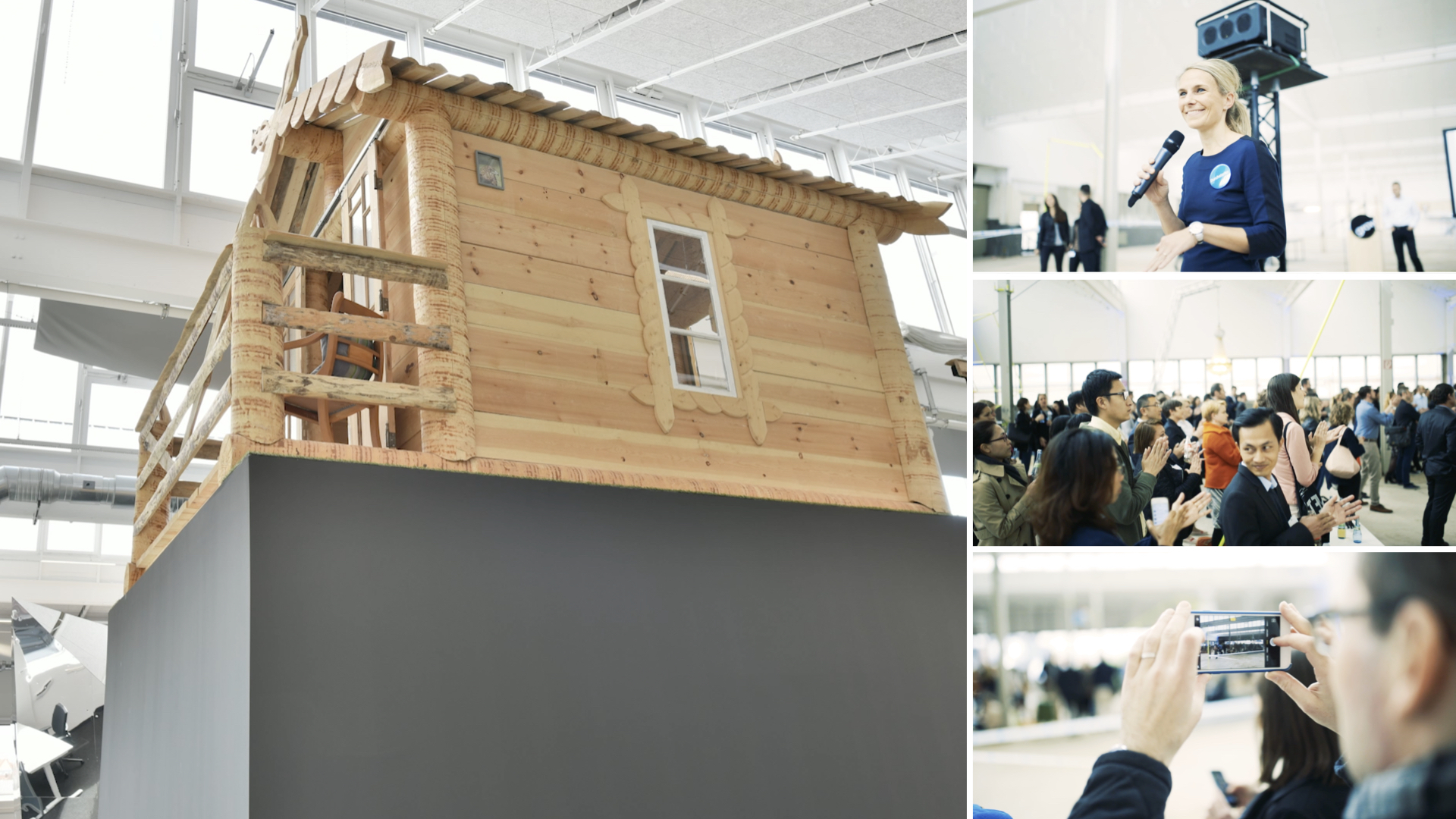 Orange Council - log cabin as a co-working space and simultaneously a symbol of the pioneering spirit of the Robert Bosch GROW platform.